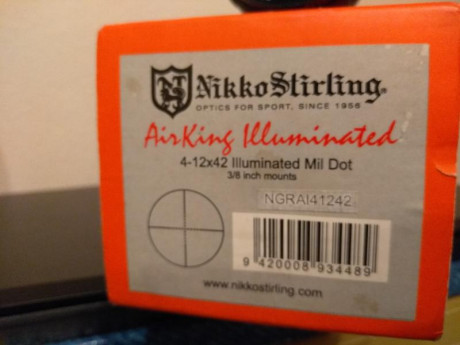 Vendo visor NIKKON Stirling Air King 4-12 x 44 reticula iluminada y mildot , solo usado en PCP y muy poco 00
