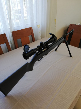 Buenas, vendo esta carabina de Remington 597 del 22lr.

Viene con un visor de Leapers 3-9x40 y un bipode 01
