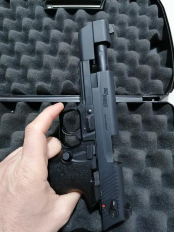 Vendo pistola SigSauer mosquito Sport, dos cargadores. Calibre 22 L. R.  Poco uso. 200 euros. 01