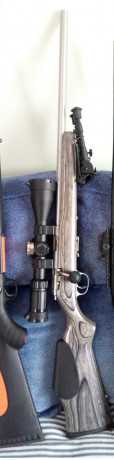 En venta rifle Marlin calibre 17HMR.Madera laminada,cañón inox pesado flotado,gatillo regulable y dos 02