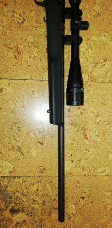 Se vende Marlin sintético calibre 17 HMR de cañon pesado, con visor tasco varmint 6-24x42. Se da con correa, 02