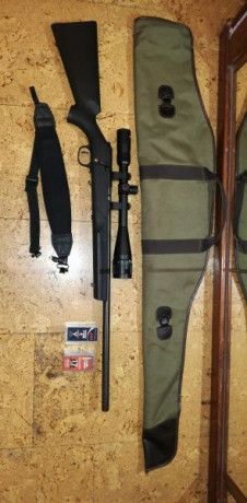 Se vende Marlin sintético calibre 17 HMR de cañon pesado, con visor tasco varmint 6-24x42. Se da con correa, 11