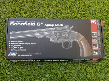 Buenas tardes compañeros,

Pongo a la venta este revolver de ASG Schofield de 6" de perdigones de 01