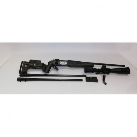 * Rifle: Mauser M03 GRS.
* 3 Cañones: 
- 300WM de 19" con rosca y freno boca.
- 6.5x55 de 19" 00