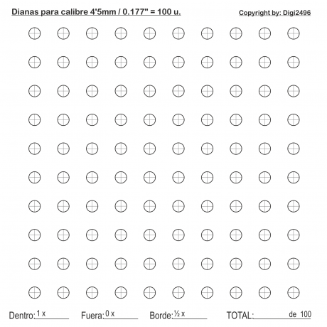 Hola chicos,

Aburrido he diseñado una diana con el mismo tamaño que las de Gamo para aprovechar al máximo 80