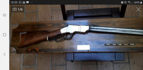Replica de la marca denix del Rifle Henry de cañón octogonal, Guerra de Secesión, USA 1860. Modificado 02