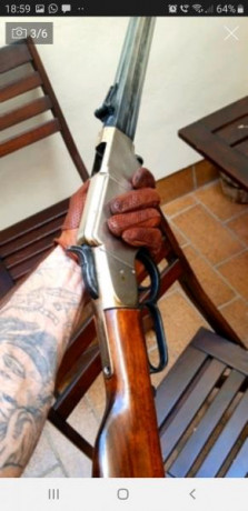 Replica de la marca denix del Rifle Henry de cañón octogonal, Guerra de Secesión, USA 1860. Modificado 00