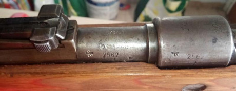 Fusil 98k,  calibre original, fabricado por Sauer & Sohn de Suhl, estado original sin repavonar, números 20