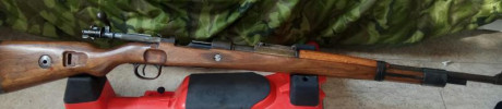 Fusil 98k,  calibre original, fabricado por Sauer & Sohn de Suhl, estado original sin repavonar, números 01