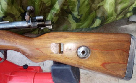 Fusil 98k,  calibre original, fabricado por Sauer & Sohn de Suhl, estado original sin repavonar, números 52