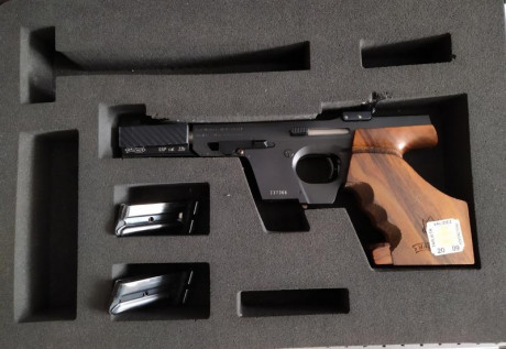 Vendo mi pistola Walther GSP modelo Black Magic del calibre 22lr. La entrego con dos cargadores, un contrapeso 40