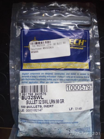 Se venden 5 bolsas sin desprecintar de proyectiles para calibre 32swl, marca magtech.

Precio 40 euros 00