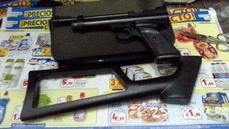 hola .  vendida . vendo pistola crosman 2240   por  85 €  y culatin  para transformarla en carabina  por 02
