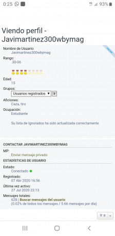Lo dicho, es una persona problemática que en todo el tiempo que lleva en el foro solo le he visto molestar 20
