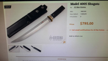 Vendo cuchillo  Al Mar Shugoto , sin usar.  500 euros  más gastos de envío por mensajería si no vives 00