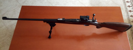 Vendo Carabina CZ modelo 452 calibre 22lr con bipode, visor holografico, funda acolchada y culata regulable 01