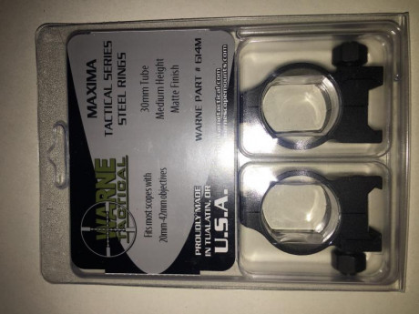 Monturas de anillas para visor 30 mm Warne Maxima Tactical para carril weaver y picatinny 
Altura media 11