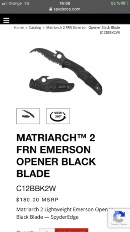 Buenas

Pues eso, compro spyderco modelo MATRIARCH™ 2 FRN EMERSON OPENER BLACK BLADE, a buen precio y 00