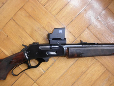 Vendo rifle de palanca Marlin 444 SS.
Tiene la culata y guardamanos  de raíz de nogal realizada por Diego 10
