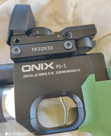 PISTOLA PCP ONIX PS-1 calibre 22  pues no me acostumbro a ella
Acompañado de Visor Punto Rojo Holográfico 01
