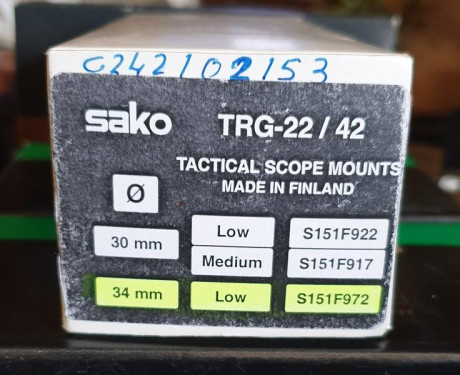 Haber Compañeros ..
SE VENDEN MONTURAS APEL ORIGINALES PARA SAKO TRG de 34...
PRECIO 350€ 
ESTADO COMO 02