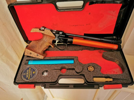 Extraordinaria pistola de competición de PCP morini con 2 bombonas y maletin de origen funcionando perfectamente, 02