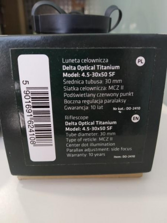 Visor Delta Optical Titanium 4.5-30x50 nuevo, con factura de tienda física nacional (979€) y garantía 00