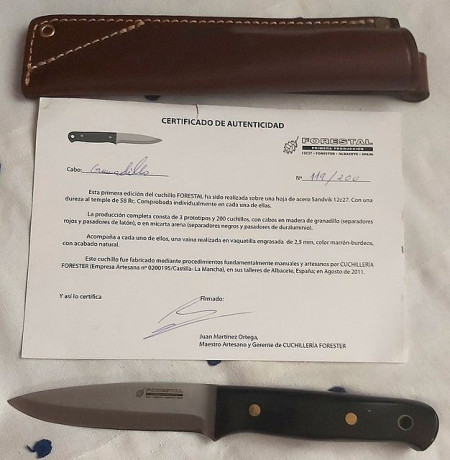 Pongo a la venta, 1 cuchillo del artesano albaceteño Juan Martínez.

Cuchillo Montaraz de la 1ª y única 01