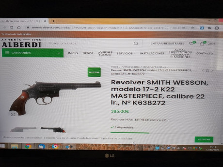 Busco revolver Smith & Wesson mod. 17 cal .22 en buen estado.
Como este: 130