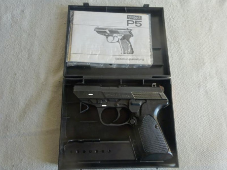 Venden pistola WALTHER P5 Compact.

Con caja original, 2 cargadores, manual instrucciones, blanco de pruebas 00