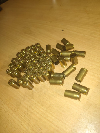 VAINAS 9 MM , MARCA FIOCHI, UN SOLO DISPARO, RECALIBRADAS, DESPISTONADAS Y LIMPIAS, EN PAQUETES DE 1000, 00