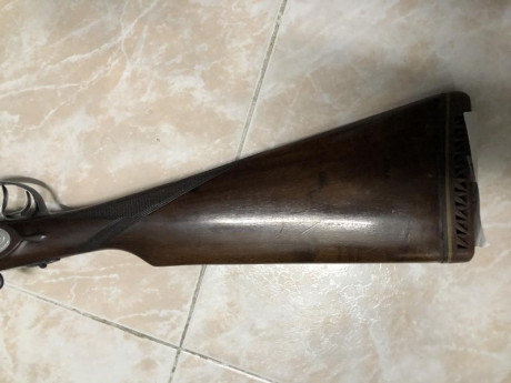 ESCOPETA MARCA ARRIZABALAGA CALIBRE 12, GUARDAMANOS COLA DE CASTOR, EXPULSORA, PLATUNA LARGA CON LLAVE, 01