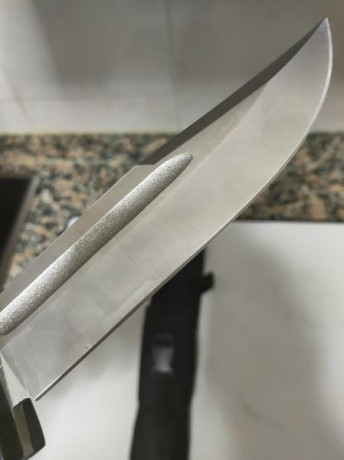 Modificado de mango g10 naranja y ébano cuchillo de 16 cm de filo acero mova 5 mm de grosor funda de nylon 01