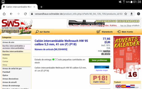 hola . compro cañon  calibre 6.35 mm. o 5.5mm. , preferiria el primero , es para una hw98  ,  me han comentado 01