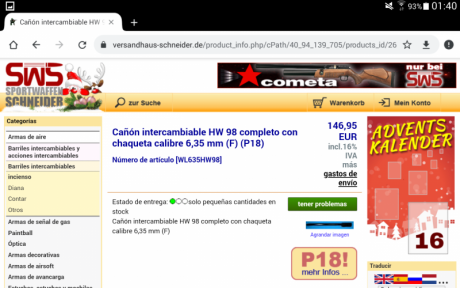 hola . compro cañon  calibre 6.35 mm. o 5.5mm. , preferiria el primero , es para una hw98  ,  me han comentado 00