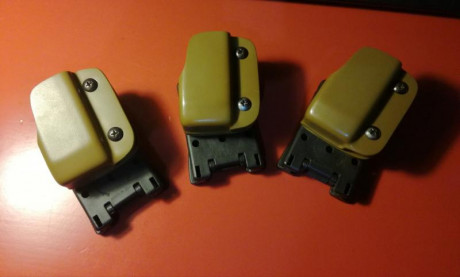 Tres portacarcadores marca BLADETECH (made in USA), con sistema de agarre takelock (poner y quitar rapidamente 01