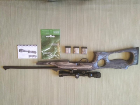 Hola a todos/as!
Por no usar, vendo rifle Remington 597 22 WMR, personalizado con estructura en madera 02