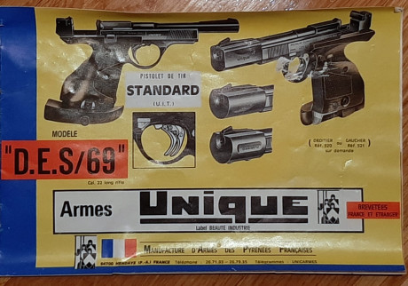 hola. un compañero que deja el tiro vende esta unique des69 por 300€ mas portes 
el arma esta en pamplona. 00