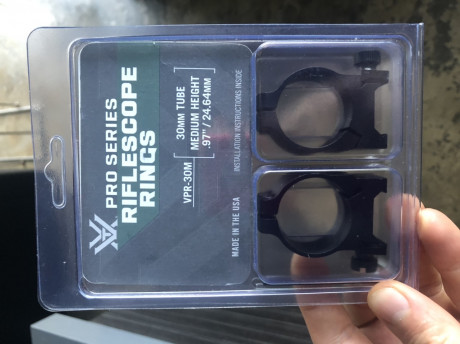 Vendo anillas Vortex Pro series 30mm nuevas a estrenar.
Nunca las he montado
Altura media. 
Están en zaragoza

60 01