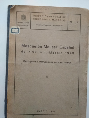 Vendo reglamento del Mosquetón Mauser modelo 1943.

Precio 10 euros. 02