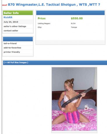 Atención a la interesante estrategia de Marketing de un "amigo" americano para vender su escopeta. 00