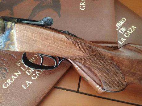Aya modelo Número 3A, en  calibre 20/76  (Magnum). Cañón de 63 cm, con tres y una estrellas. Extractora. 11