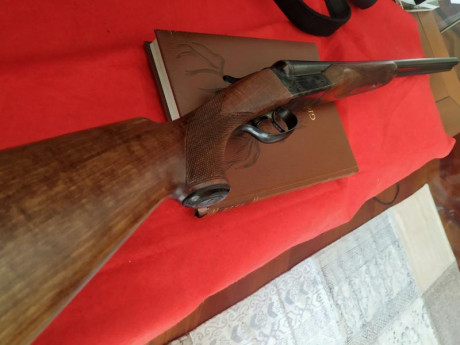 Aya modelo Número 3A, en  calibre 20/76  (Magnum). Cañón de 63 cm, con tres y una estrellas. Extractora. 52