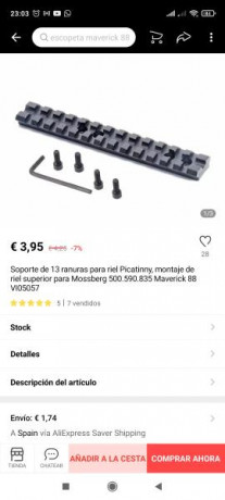 Buenos días, estoy buscando un carril picatinny para la escopeta mossberg maverick 88, en eeuu hay disponibles 130