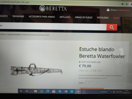 Vendo sin estrenar  esta funda de arma larga Beretta Waterfowler, solapa con cierre de hebilla de clip,asa 10