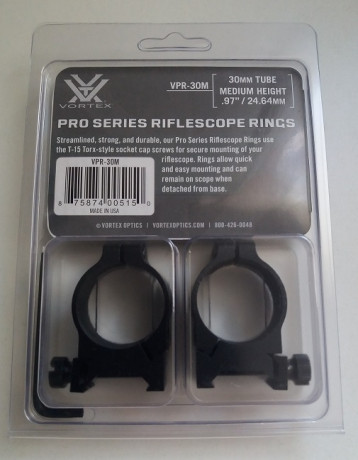 Pues eso, pongo a la venta unas anillas Vortex Pro Series VPR-30M para visores de Ø 30 milímetros, de 01