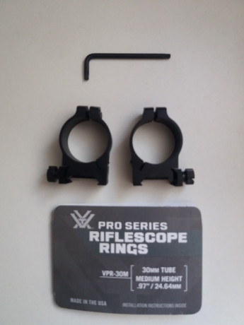 Pues eso, pongo a la venta unas anillas Vortex Pro Series VPR-30M para visores de Ø 30 milímetros, de 21