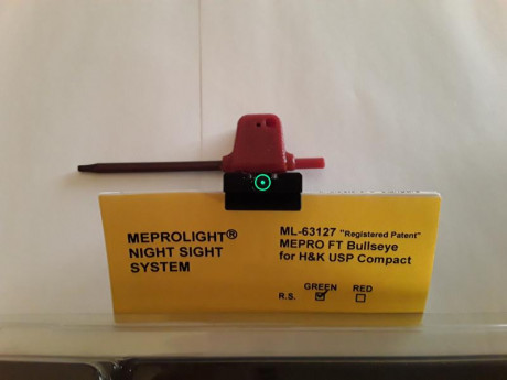 Vendo miras Mepro FT bullseye para H&K USP Compact. 

Compradas hace 6 meses, en su envoltorio original. 02
