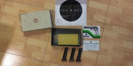 Buenos dias, vendo caja para astra ts22 con cargador manual garantia y diana de prueba, el conjunto 60 02