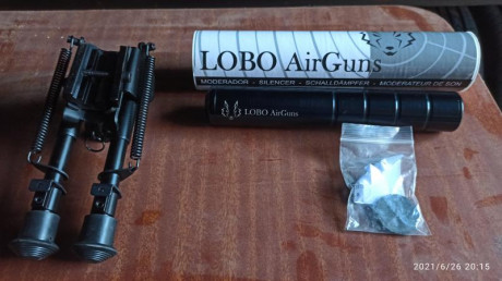Vendo moderador lobo big bote del 6.35 y con juego de arandelas para pasarlo al 5.5 y un bípode xon la 00
